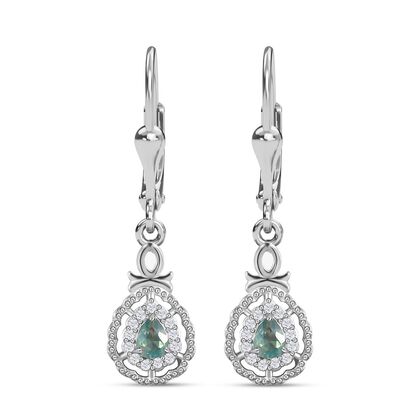 Alexandrit und weiße Zirkon-Ohrringe - 0,54 ct.