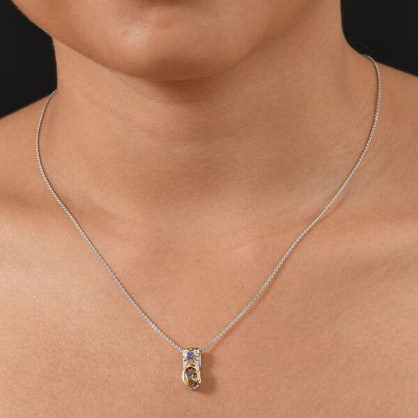 D'Joy goldener Tansanit und lila Tansanit zweifrabiger Ring und Anh&auml;nger mit 50cm Kette image number 4