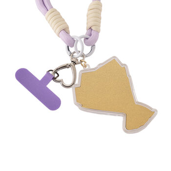 999er Gold Schl&uuml;sselanh&auml;nger im F&auml;cher Design mit Rosenbouquet, Lila Kordel