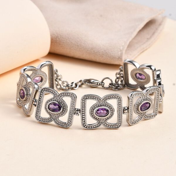 Afrikanischer Amethyst Armband ca. 19 cm Edelstahl ca. 3.41 ct image number 2