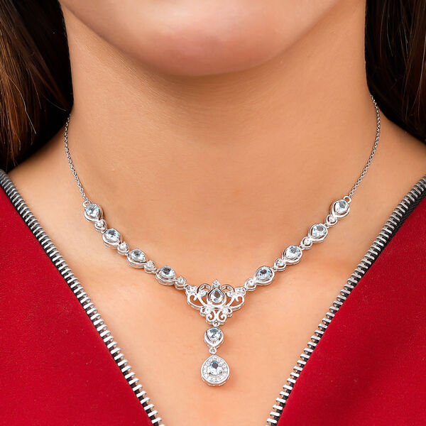 Espirito Santo Aquamarin und Zirkon-Halskette in Silber, 4,19 ct. image number 2