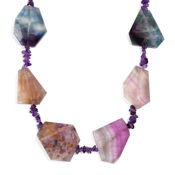 EverTrue Multi Fluorit und Amethyst 45cm Halskette - 275 ct.