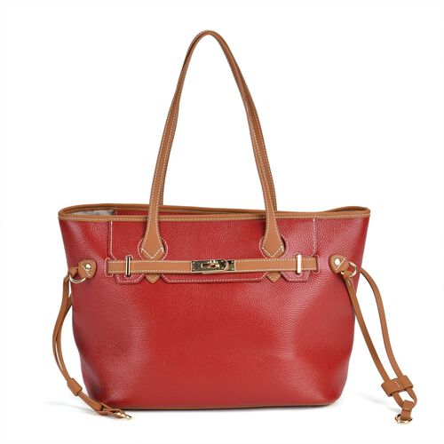 Hochwertige Echtleder Handtasche, rot image number 0