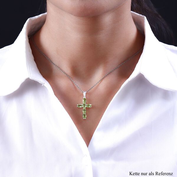Peridot Kreuz Anhänger - 2,87 ct. image number 2