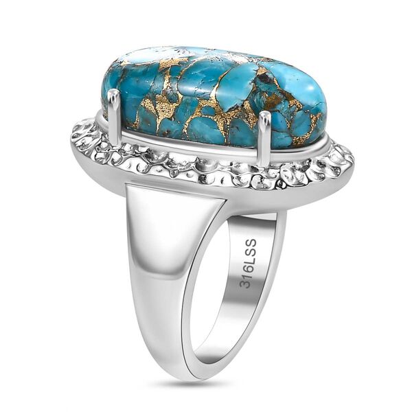 Blauer T&uuml;rkis Ring, Edelstahl (Gr&ouml;&szlig;e 17.00) ca. 12.15 ct image number 5