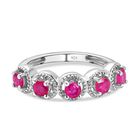Afrikanischer Rubin (Fissure gefüllt) Ringe 925 Silber platiniert (Größe 16.00) ca. 0,88 ct