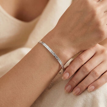 Strukturiertes Fischgr&auml;ten-Armband, 18+2cm, 925 Silber