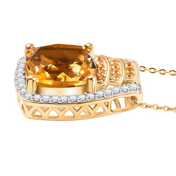 D'joy AA Serra Gaucha Citrin, Moissanit Anhänger mit Kette (ca. 50 cm) 925 Silber 750 Gelbgold Vermeil ca. 5,56 ct. image number 4