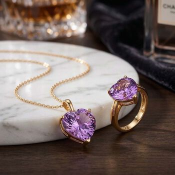 D'Joy AA Rose De France Amethyst Ring und Anh&auml;nger mit 50cm Kette