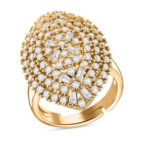 Flexibler weißer Zirkonia-Ring in Goldton