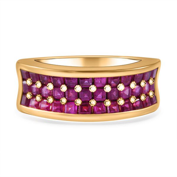 AA Afrikanischer Rubin (Fissure gef&uuml;llt) Ring, 925 Silber Gelbgold Vermeil (Gr&ouml;&szlig;e 20.00), ca. 2.52 ct