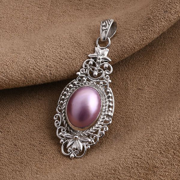 Rosa Mabe Perle (16x12 mm) Anh&auml;nger 925 Silber image number 1