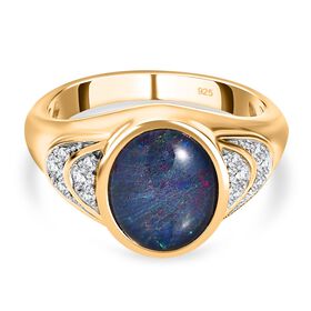 Boulder Opal Triplett und Zirkon Ring - 1,75 ct.