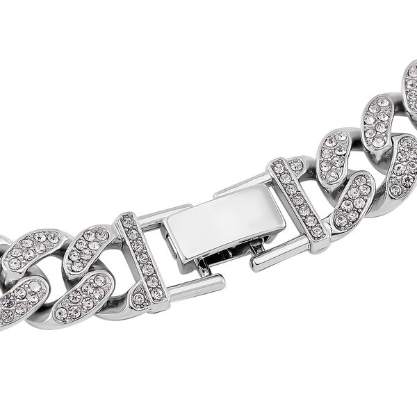 Wei&szlig;er Kristall Halskette ca. 50 cm, Silberfarben image number 3