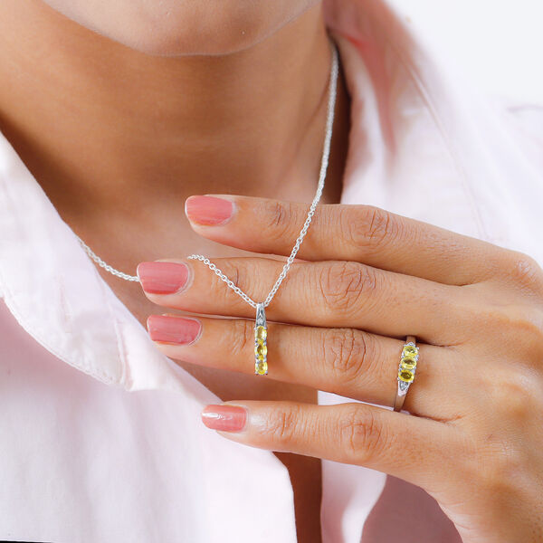 2er-Set - gelber Saphir und Zirkon-Ring und Anh&auml;nger - 1,24 ct. image number 3