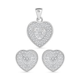 LUSTRO STELLA weißes Zirkonia Schmuckset im Herz-Design