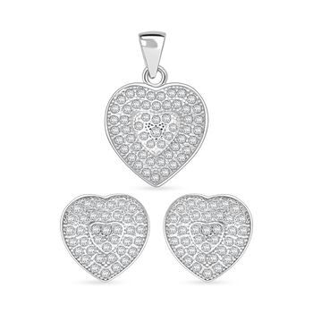 LUSTRO STELLA wei&szlig;es Zirkonia Schmuckset im Herz-Design