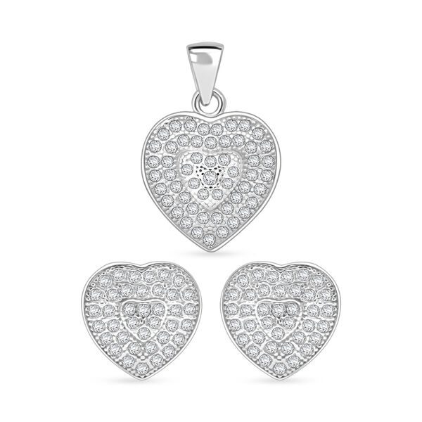 LUSTRO STELLA weißes Zirkonia Schmuckset im Herz-Design image number 0