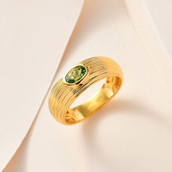 AA Calabar-Turmalin Ring, 925 Silber Gelbgold Vermeil (Größe 17.00) ca. 0.45 ct image number 2