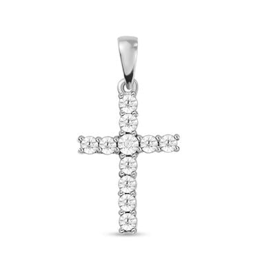 Diamant Solitär-Kreuz-Anhänger in Silber