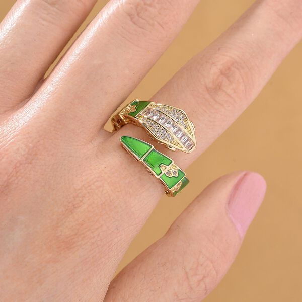 Wei&szlig;er Zirkonia Ring, Nickelfreies Messing emailliert (Gr&ouml;&szlig;e 16.00) Gr&uuml;n image number 2