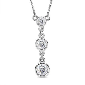 Moissanit Halskette ca. 45 cm 925 Silber platiniert ca. 0.78 ct
