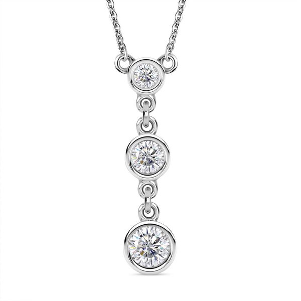 Moissanit Halskette ca. 45 cm 925 Silber platiniert ca. 0.78 ct