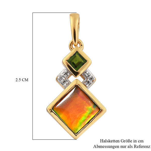 Ammolit und Nat&uuml;rlicher Chromdiopsid Anh&auml;nger 925 Silber vergoldet ca. 1,72 ct image number 6