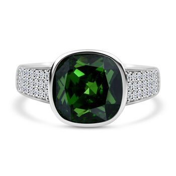 LUSTRO STELLA - Gr&uuml;ner Zirkonia, Wei&szlig;er Zirkonia Ring, 925 Silber rhodiniert, (Gr&ouml;&szlig;e 16.00) ca. 9.03 ct