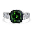 LUSTRO STELLA - Grüner Zirkonia, Weißer Zirkonia Ring, 925 Silber rhodiniert, (Größe 16.00) ca. 9.03 ct