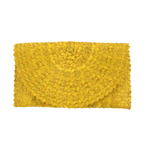 Handgemachte Clutch Tasche aus Palmblättern, Gelb image number 0