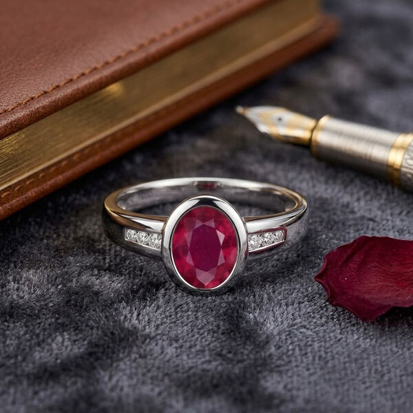 Afrikanischer Rubin und Zirkon-Ring - 1,97 ct. image number 1