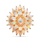 Natürlicher, äthiopischer Opal Blumen-Ring, 925 Silber Gelbgold Vermeil (Größe 18.00) ca. 3.74 ct