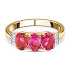 AA Rubellit und weißer Diamant Ring, 925 Silber Gelbgold Vermeil (Größe 21.00) ca. 1.34 ct