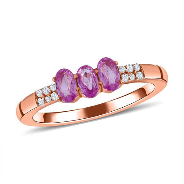AA Rosa Saphir, Weißer Zirkon Ring, 925 Silber rosévergoldet, (Größe 19.00) ca. 1.15 ct image number 2