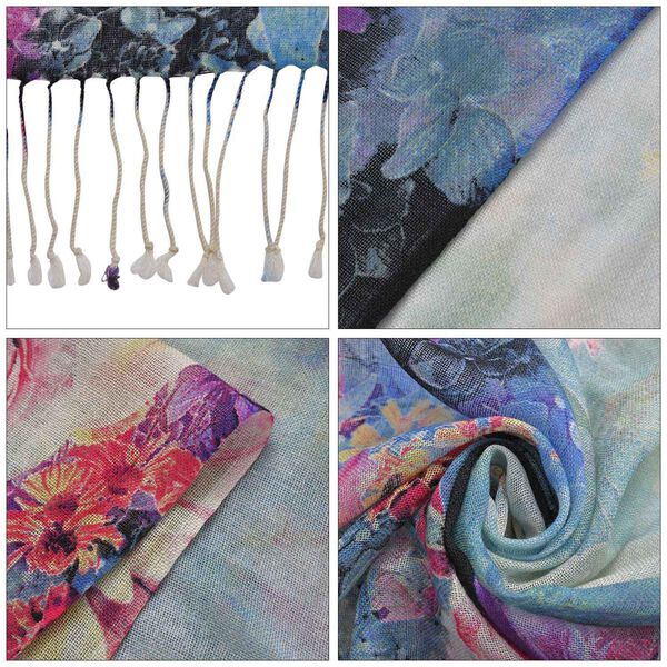 100% Merino Woll-Schal mit Quasten, 70x180cm, Mehrfarbig image number 4