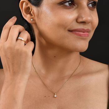 Moissanit Schmuckset, 925 Silber 750 Gelbgold Vermeil - 1,44 ct.