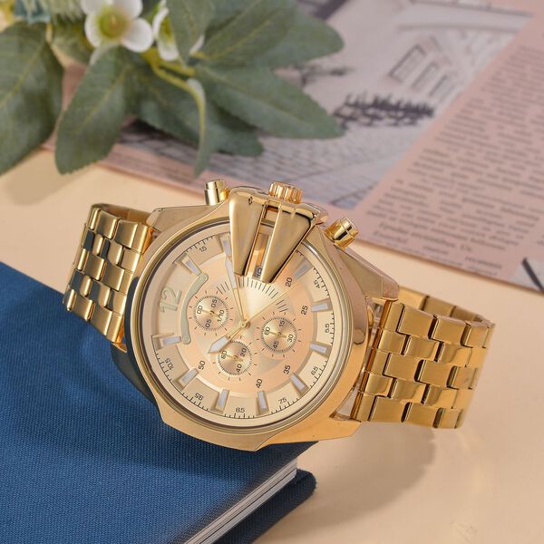 GENOA Japanisches Uhrwerk - Exklusive Uhr mit Pfirsich-Zifferblatt, vergoldetem Edelstahlband und Dornschlie&szlig;e - Pfirsich image number 2