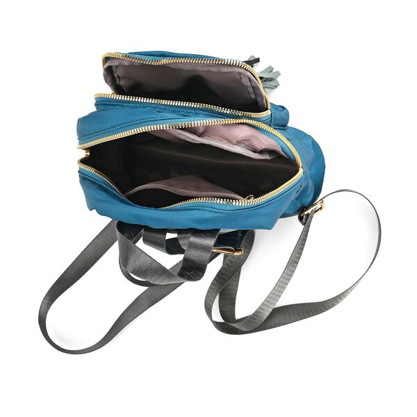 Moderner Kunstleder Rucksack in Steppoptik mit RFID-Schutz, Blau image number 7