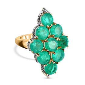 Smaragd-Quarz-Triplette Ring, 925 Silber Gelbgold Vermeil, (Gr&ouml;&szlig;e 19.00) ca. 10.68 ct