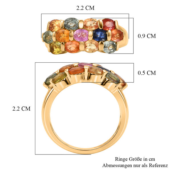 D'Joy Mehrfarbiger Saphir, Rosa Saphir Ring 925 Silber 750 Gelbgold vermeil (Gr&ouml;&szlig;e 21.00) ca. 3.26 ct image number 6