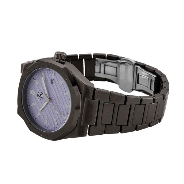 STRADA - Armbanduhr mit japanischem Uhrwerk und Datumsanzeige, Legierungsgeh&auml;use  Sandstrahleffekt, bicolor, Schwarz image number 5