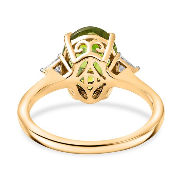 D'Joy Peridot, Moissanit Ring 925 Silber 750 Gelb Vergoldet (Größe 17.00) ca. 2,95 ct image number 6