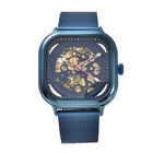 GENOA - Automatikwerk Blaues Zifferblatt, Wasserdichte Uhr mit blauem Edelstahl-Gewebeband image number 0