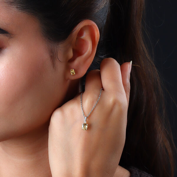 2er- Set, Citrin-Ohrstecker und Anh&auml;nger, 925 Silber ca. 1,59 ct image number 3