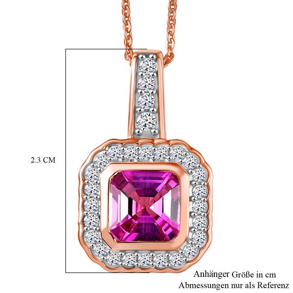 LUXURIANT AAA Labor Rosa Saphir und Labor Diamant Anh&auml;nger mit 50cm Kette - 2,63 ct. image number 7