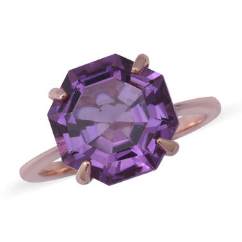 Lusaka Amethyst Solit&auml;r-Ring, 925 Silber Ros&eacute;gold-&Uuml;berzug (Gr&ouml;&szlig;e 16.00) ca. 6,67 ct