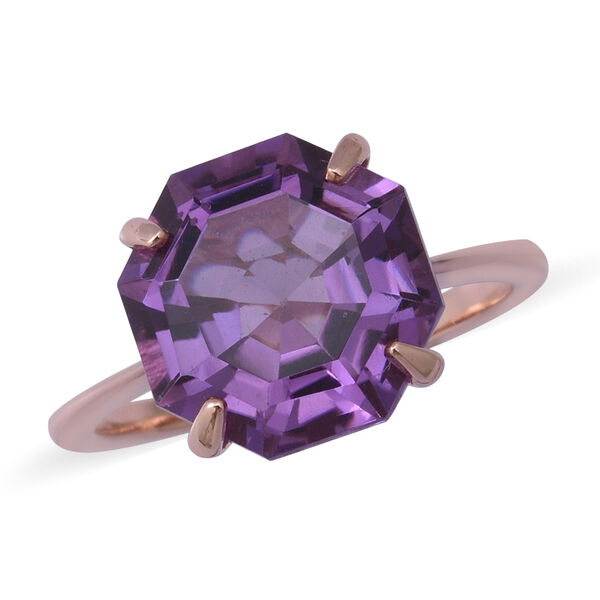 Lusaka Amethyst Solit&auml;r Ring 925 Silber Ros&eacute;gold-&Uuml;berzug