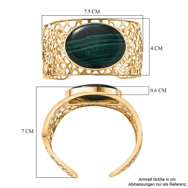 Malachit Armreif, ca. 19 cm, vergoldet, ca. 96.39 ct image number 6