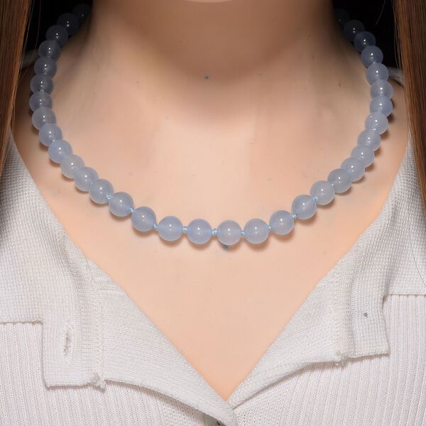 Aquamarin Farbiger Quarzit Halskette ca. Flexibles cm Reiner Edelstahl ca. 255.00 ct image number 2